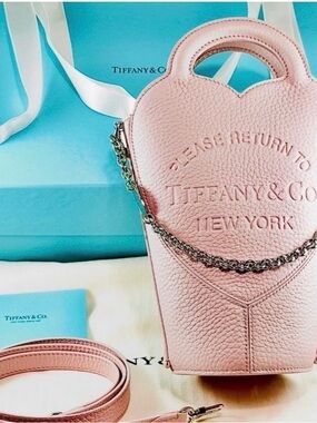 Authentic Tiffany & Co. Blush Pink Leather Heart Tote Mini Bag